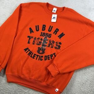 VTG Auburn Tigers Russell Athletic Pullover Mens Medium Orange Fleece Sweatshirt